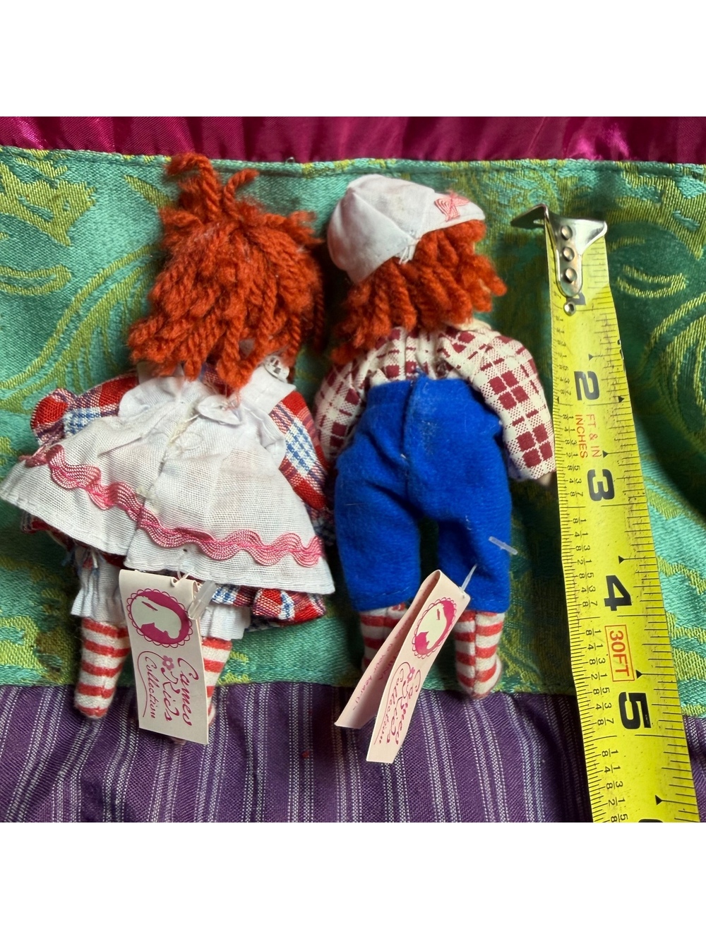 Vintage Raggedy Ann & Andy Mini Porcelain Dolls With Bench - Picture 4 of 6